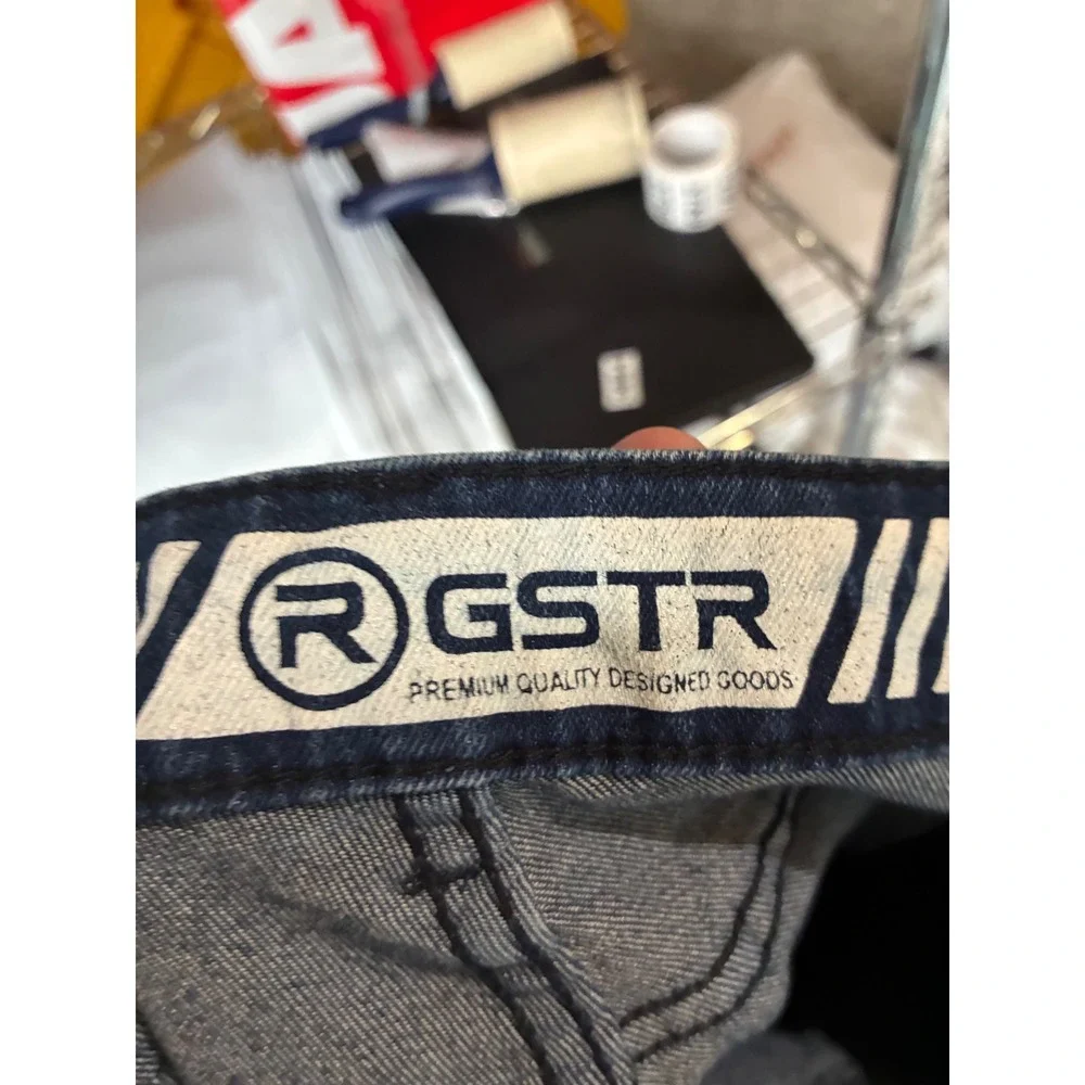 RGSTR Mens Distressed Moto Biker Jeans Blue Denim Ribbed Knee Slim Fit Size 30